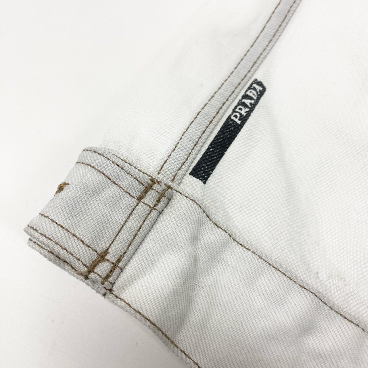 24k28 PRADA プラダ デニムベスト トップス ロゴ 52 ホワイト コットン メンズ イタリア製 00su02t