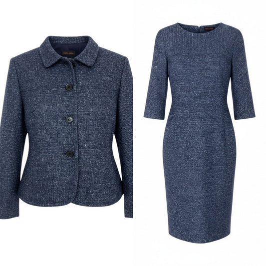 40k18【美品】yoshie inaba ヨシエイナバ アンサンブル セットアップ ジャケット ワンピース B0354JJJ312 1サイズ ネイビー レディースu02t