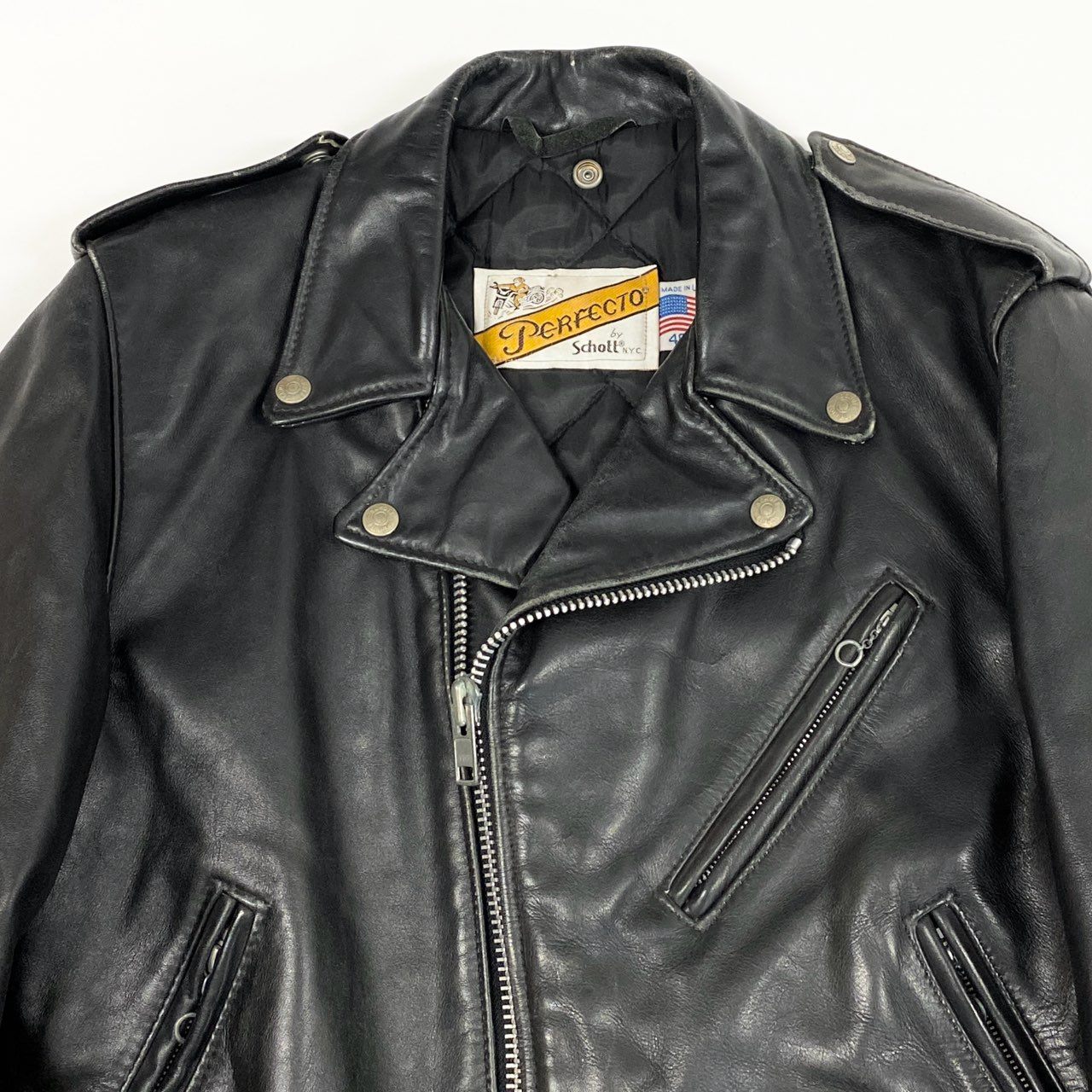 5L16 SCHOTT ショット ライダースジャケット ダブルライダース レザージャケット HIROSHIMA GreenHill アウター 40サイズ ブラック メンズo07t