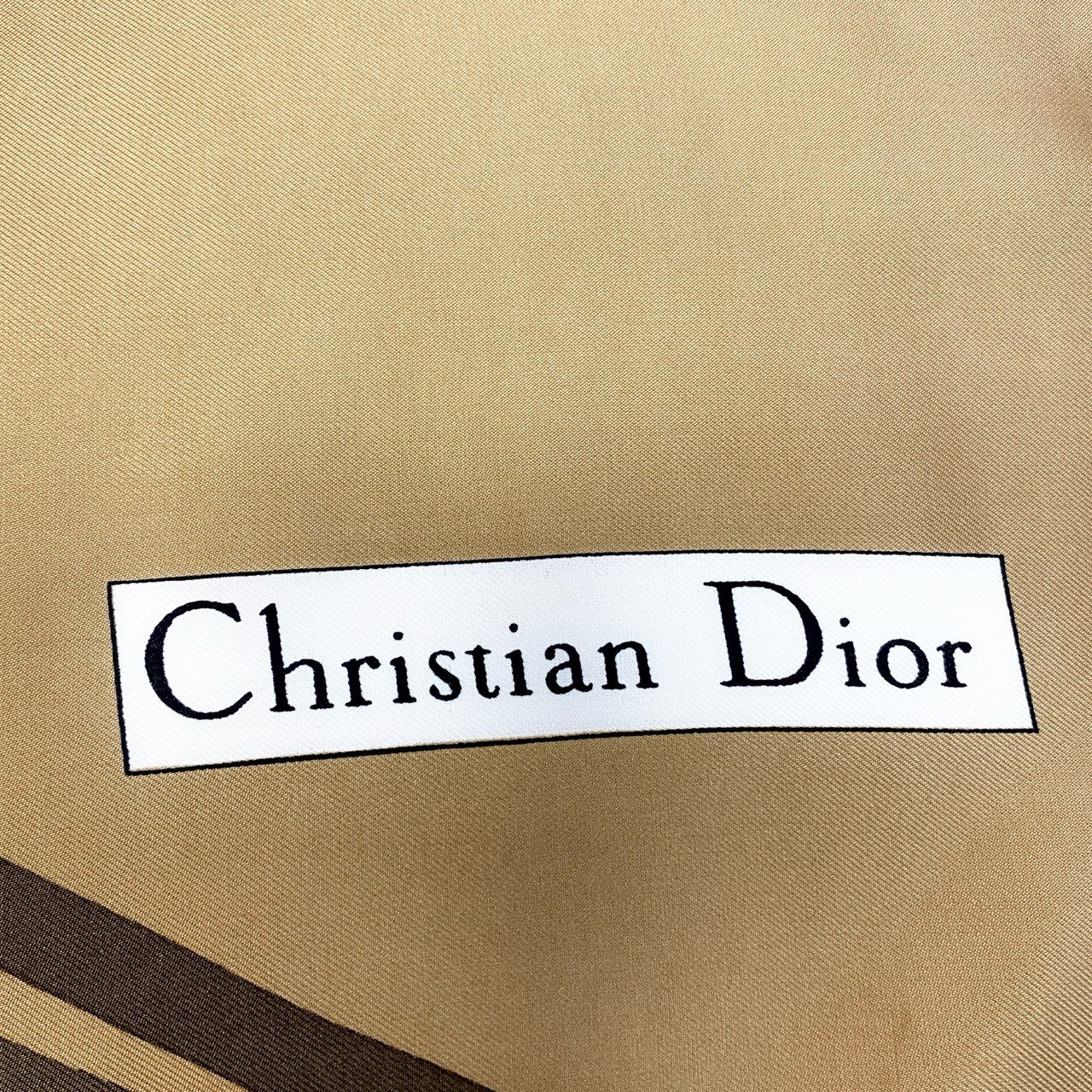 b20 Christian Dior クリスチャンディオール CD Flour Print Scarf フラワープリントスカーフ 茶系t18r