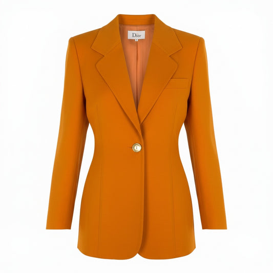 38b10 Miss Dior ミス ディオール クリスチャンディオール テーラージャケット ブレザー 金ボタン M オレンジ レディースk02i