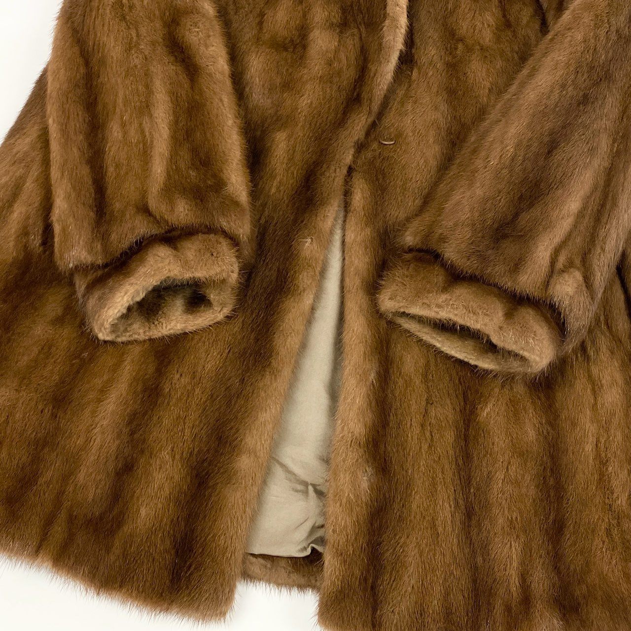 15a16 デミバフミンク ファー ロングコート サイズ11 ブラウン 本毛皮 Mink Fur Long Coat ポケット有t18r