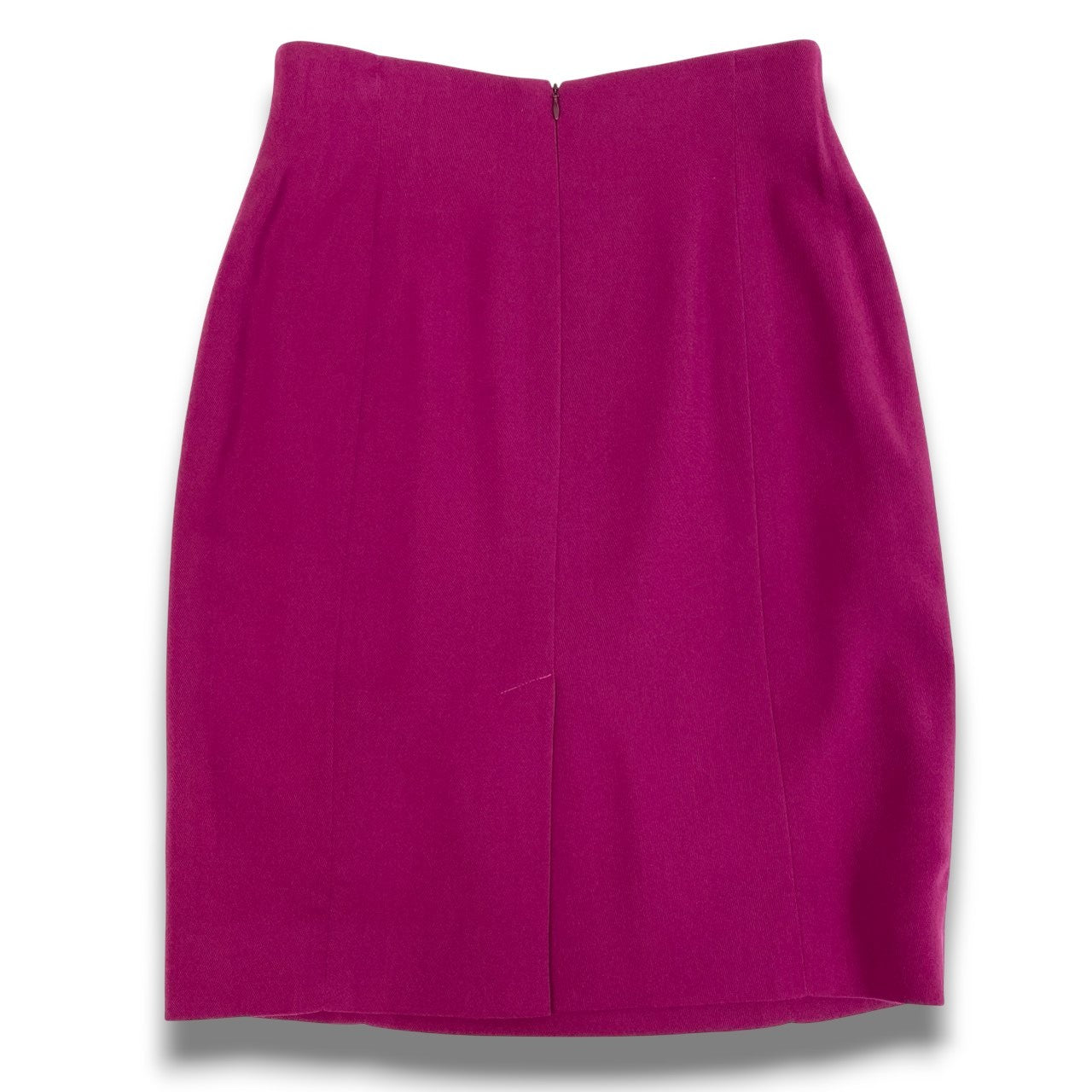 43b20 Vintage CELINE セリーヌ サークルロゴ ゴールド金具 タイトスカート 膝丈 46 ピンク ウール フランス製 大きいサイズu02t