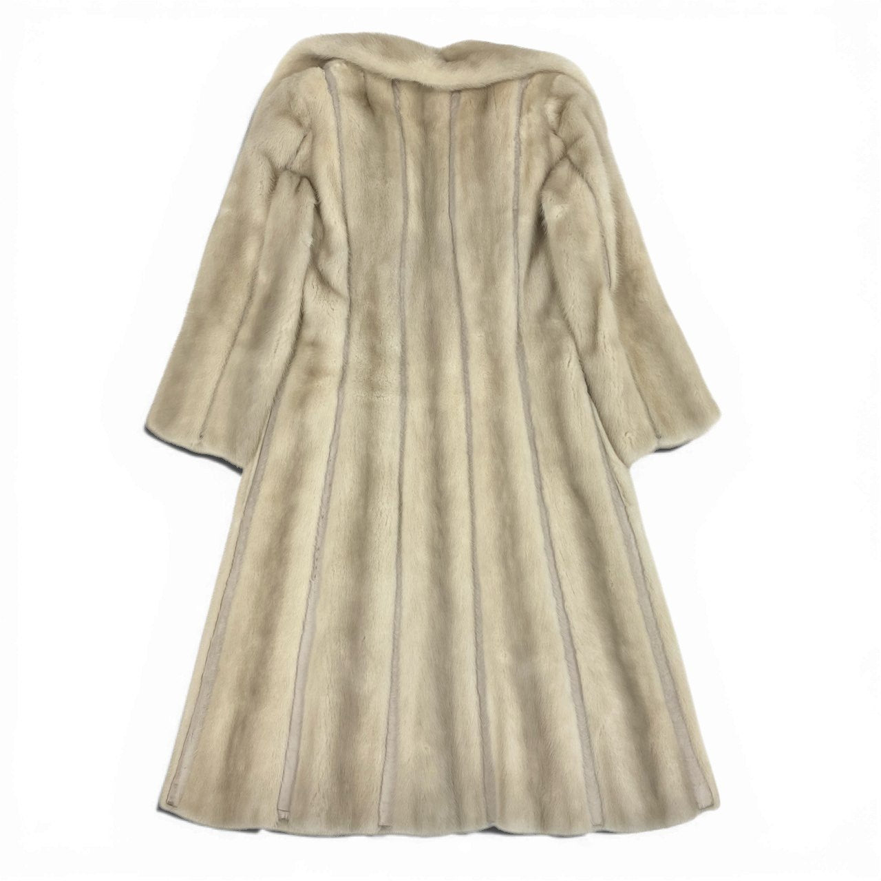 84a21 パールミンク ミンクコート 超ロングコート 着丈105cm レザーボタン レディース 女性用 FREE ホワイト系 ミンクファー 本毛皮u02t
