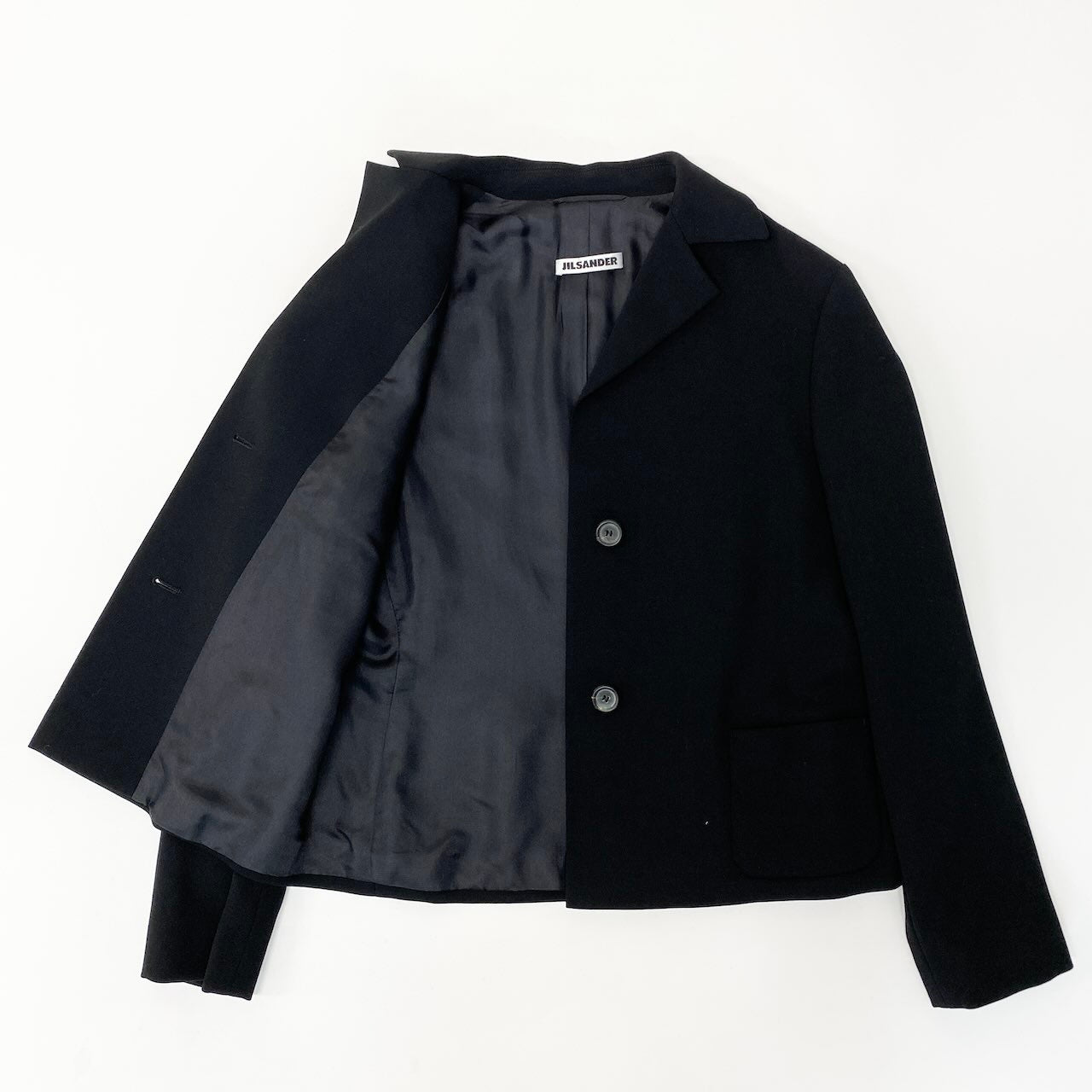 40d10 JIL SANDER ジルサンダー クロップドジャケット スカート スーツ セットアップ サイズ36 ブラック レディースk02i