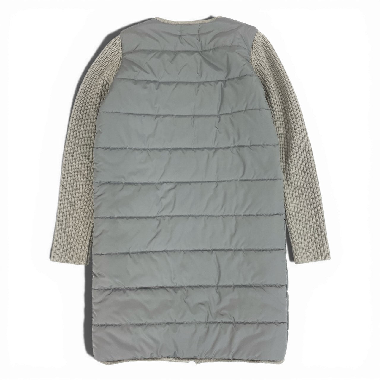 48a19【新品タグ付き】three dots スリードッツ カシミヤ混 中綿パファーコート アウター サイズS グレー レディース 女性用 アウターk02i