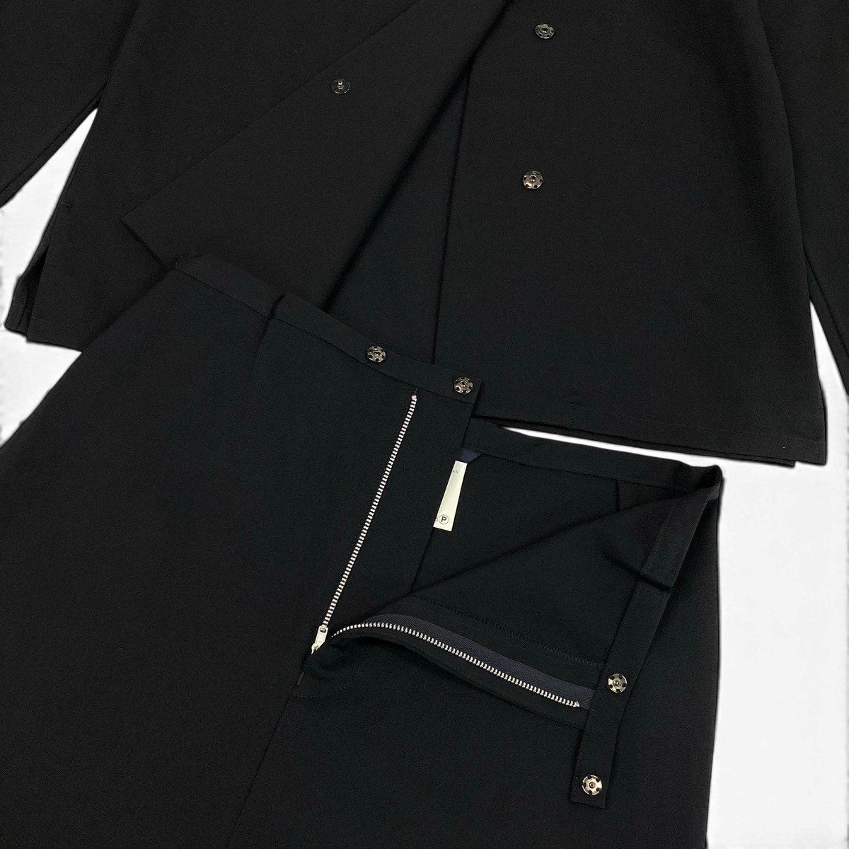 Af27 LIMI feu リミフゥ Yohji Yamamoto ヨウジヤマモト セットアップ シャツジャケット ロングスカート ブラック ウール100％ レディースo07t