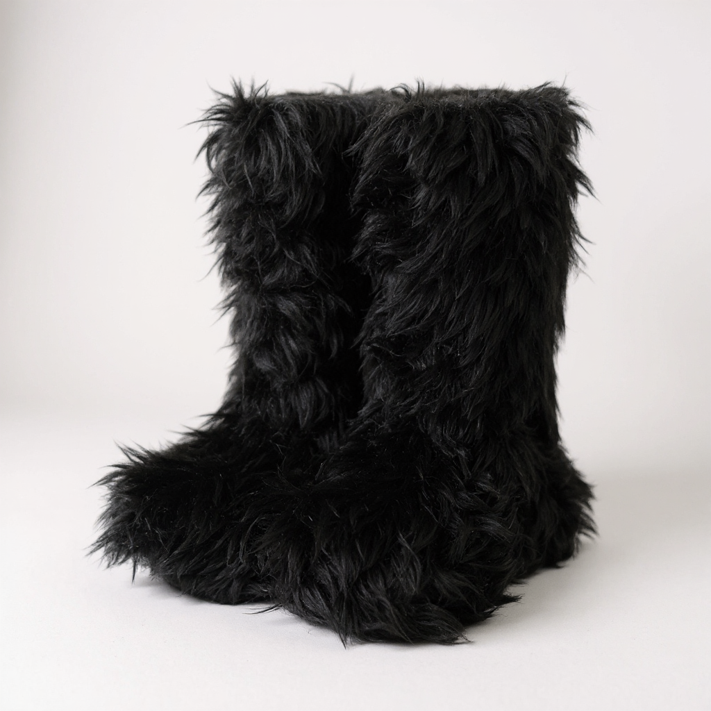 1L11 BALENCIAGA バレンシアガ 2025SS ファーブーツ サイズ36 ブラック フェイクファー レディース シューズ 靴k02i