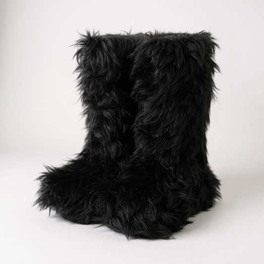 L11 BALENCIAGA バレンシアガ 2025SS ファーブーツ サイズ36 ブラック フェイクファー レディース シューズ 靴k02i