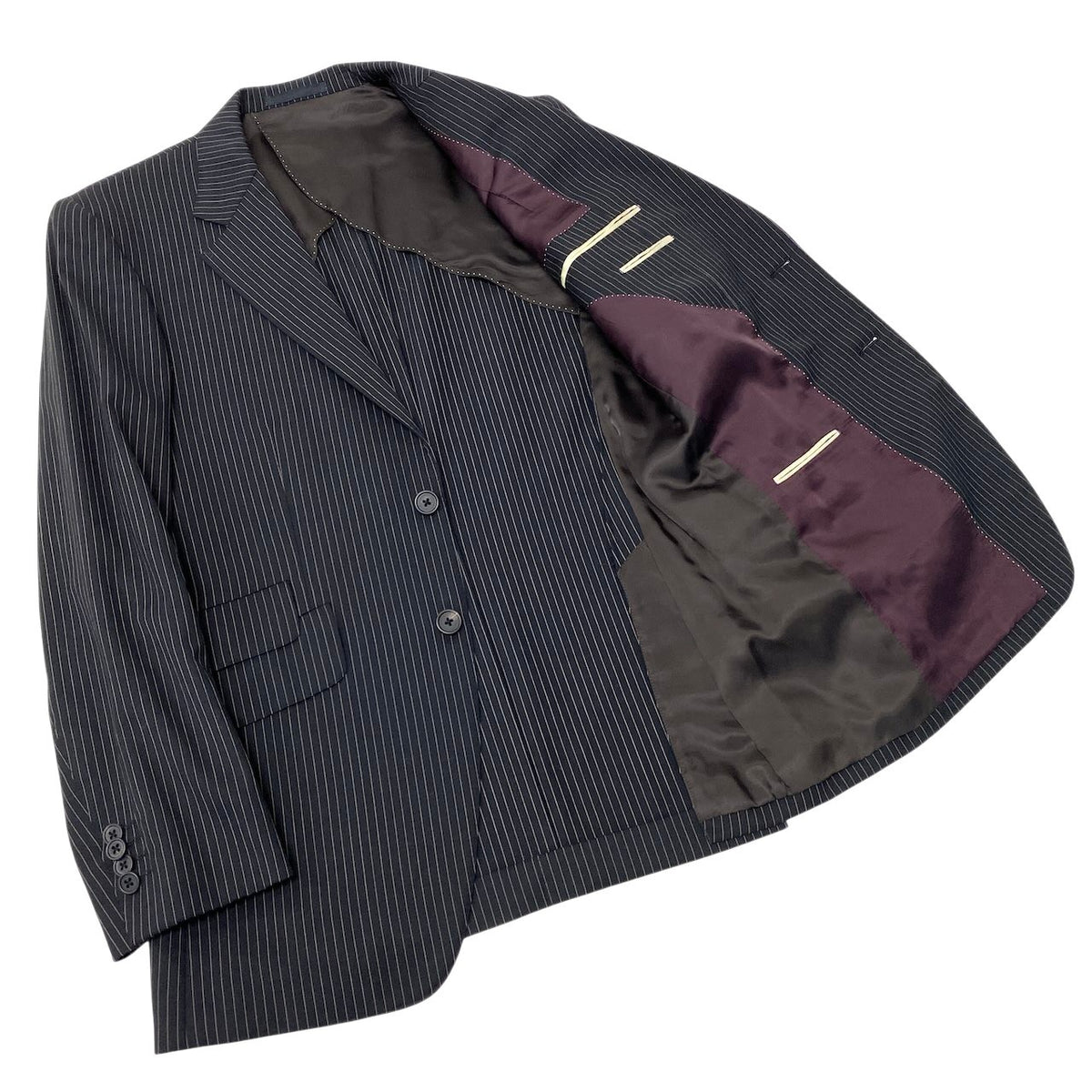 48j16 Paul Smith LONDON ポールスミス セットアップ シングルスーツ ストライプ サイズM ネイビー メンズ 紳士服u02t