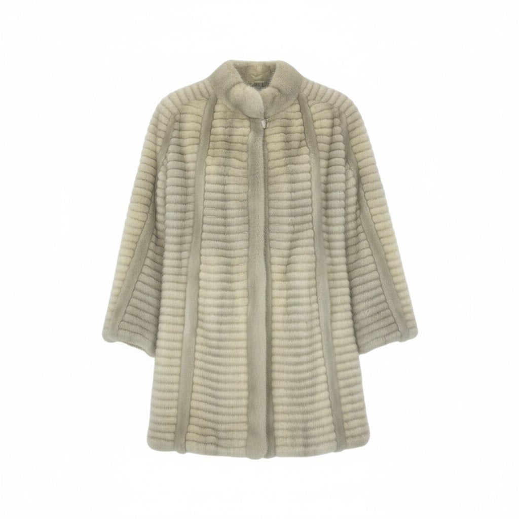 36k28 Moonbat ムーンバット サファイアミンク ミンクコート セミロングコート  最高級毛皮 MINK FUR 11 シルバーグレーu02t