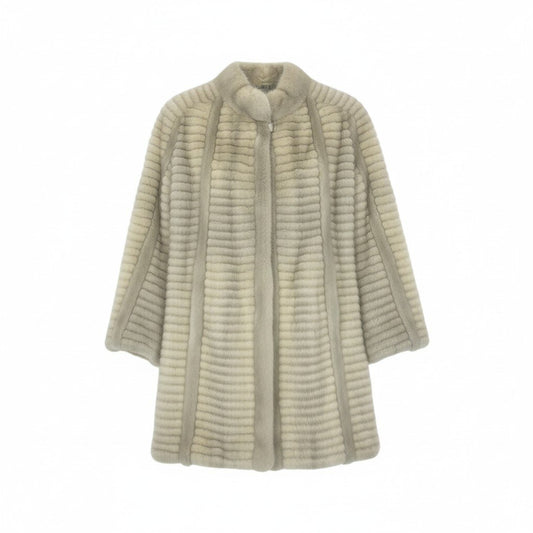 36k28 Moonbat ムーンバット サファイアミンク ミンクコート セミロングコート  最高級毛皮 MINK FUR 11 シルバーグレーu02t