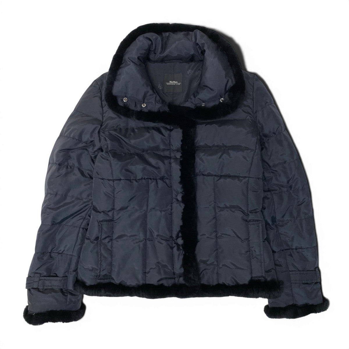 21g16 Max Mara WEEKEND LINE マックスマーラ ダウンジャケット スタンドカラー ファーデザイン サイズ42 ブラック レディース 女性用u02t