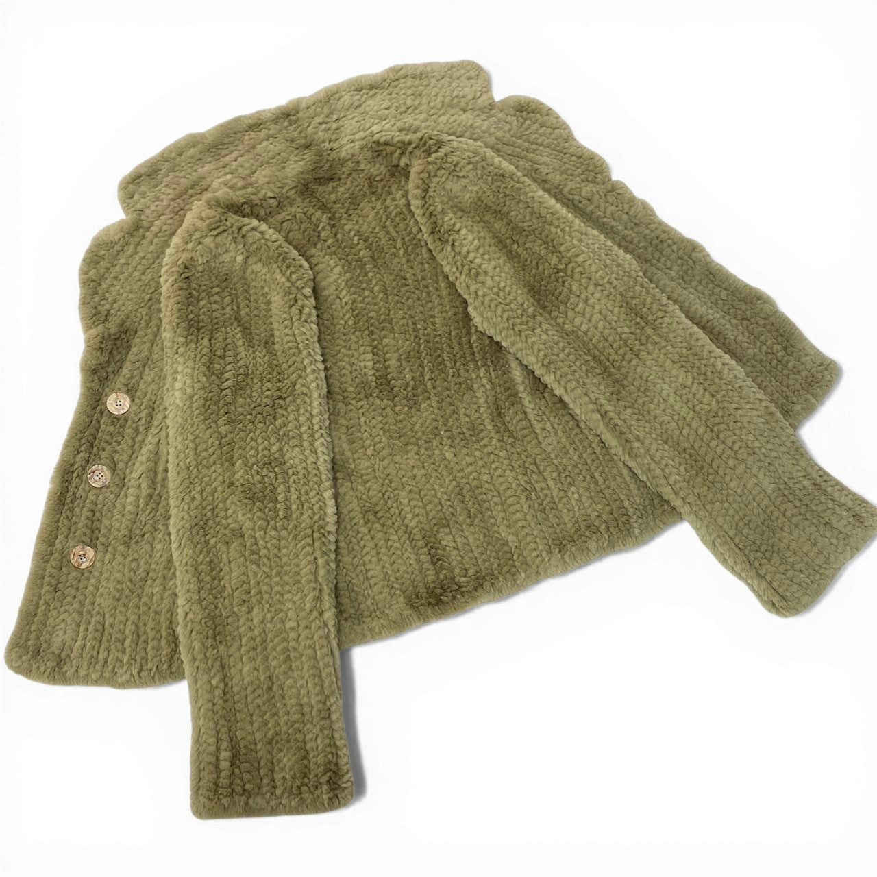 43d2 ビーバーヤーン 毛皮コート 毛皮ジャケット アウター Mサイズ グリーン 毛皮 レディース 女性用k02i