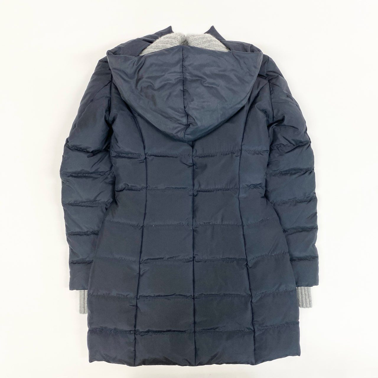 70j15 malo マーロ ドッキングダウンコート ウエストベルト シルク カシミヤ アウター 40サイズ ネイビー グレー レディースu02t