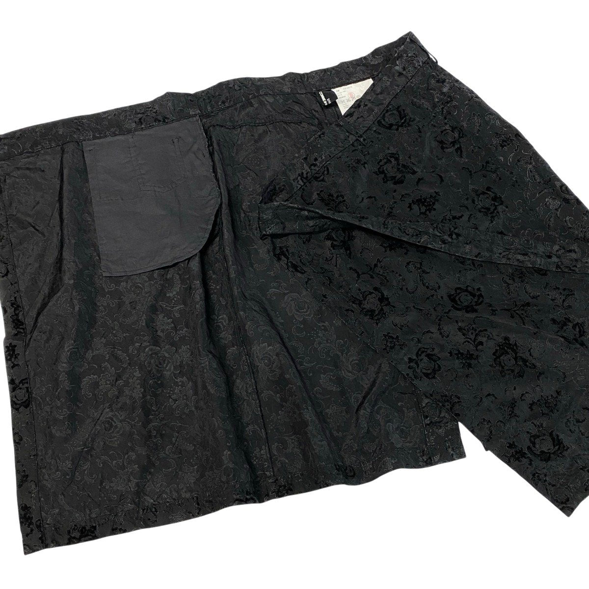 j16 tricot COMME des GARCONS 花柄巻きスカート AD2004 膝丈 日本製 ブラック レーヨン100％ レディース 女性用u02t