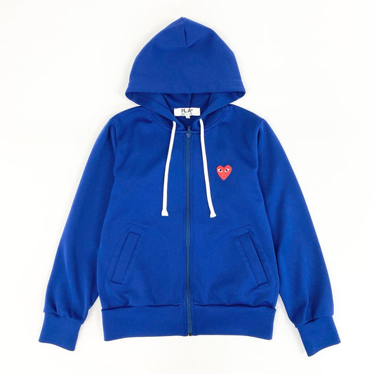 68g21 PLAY COMME des GARCONS プレイ コムデギャルソン RED HEART ZIP PARKA レッドハート ジップパーカー L ブルー 日本製 女性服 AD2019