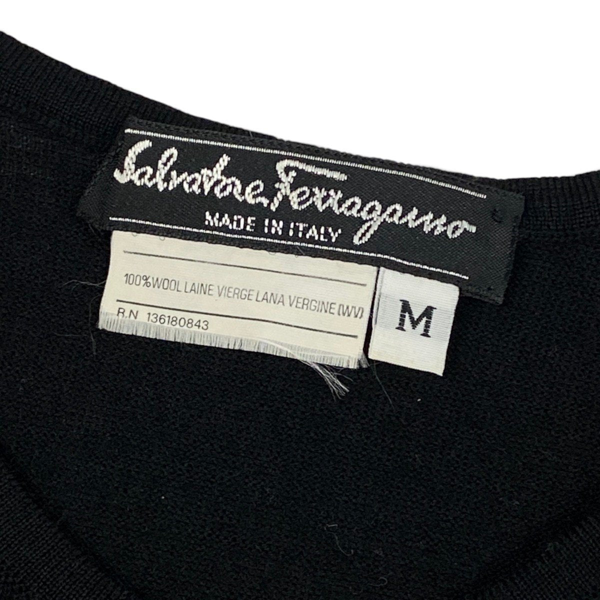 Ei7 Salvatore Ferragamo サルヴァトーレフェラガモ ノースリーブ ニットセーター サイズM ブラック ウール100％ レディースo07t