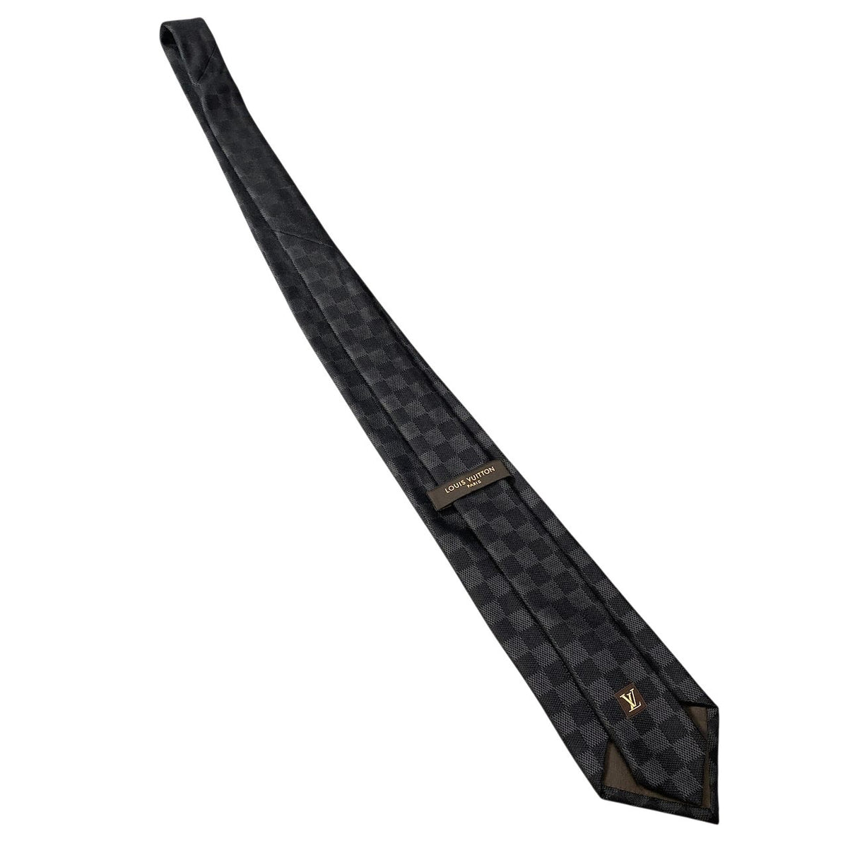 j19 《美品》 LOUIS VUITTON ルイヴィトン ダミエ ネクタイ ブラック シルク100 メンズ 小物u02t