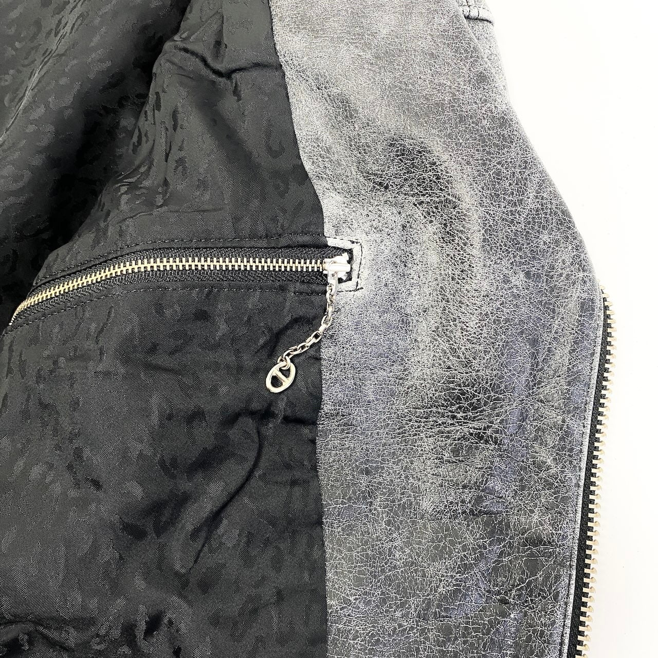 43e11 【美品】RAGS McGREGOR ラグスマックレガー 17AW ダブルライダースジャケット クラック加工レザー 直営店限定 211147605 Sサイズ グレー ブラック レザー メンズ 男性用u02t