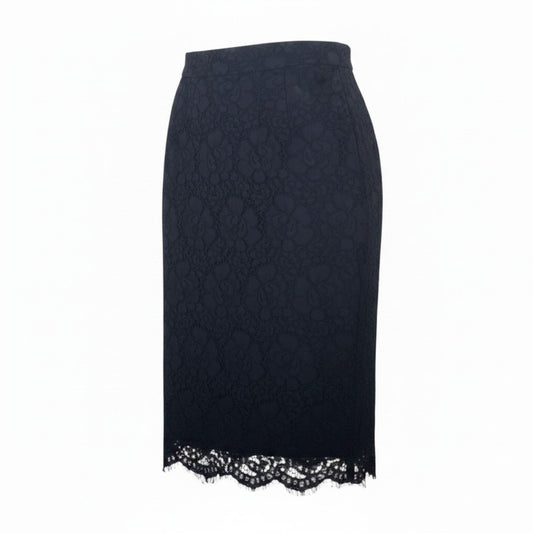 31g29 DOLCE＆GABBANA ドルチェアンドガッバーナ 総レーススカート タイトスカート 花柄レース バックジップ イタリア製 38 ブラック レディース 女性用u02t