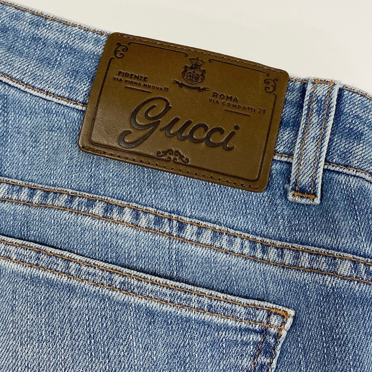 Ie7 GUCCI グッチ トムフォード期 花柄刺繍 デニムパンツ Tom Ford Floral Embroidery Denim Pants サイズ42 インディゴブルーt18r