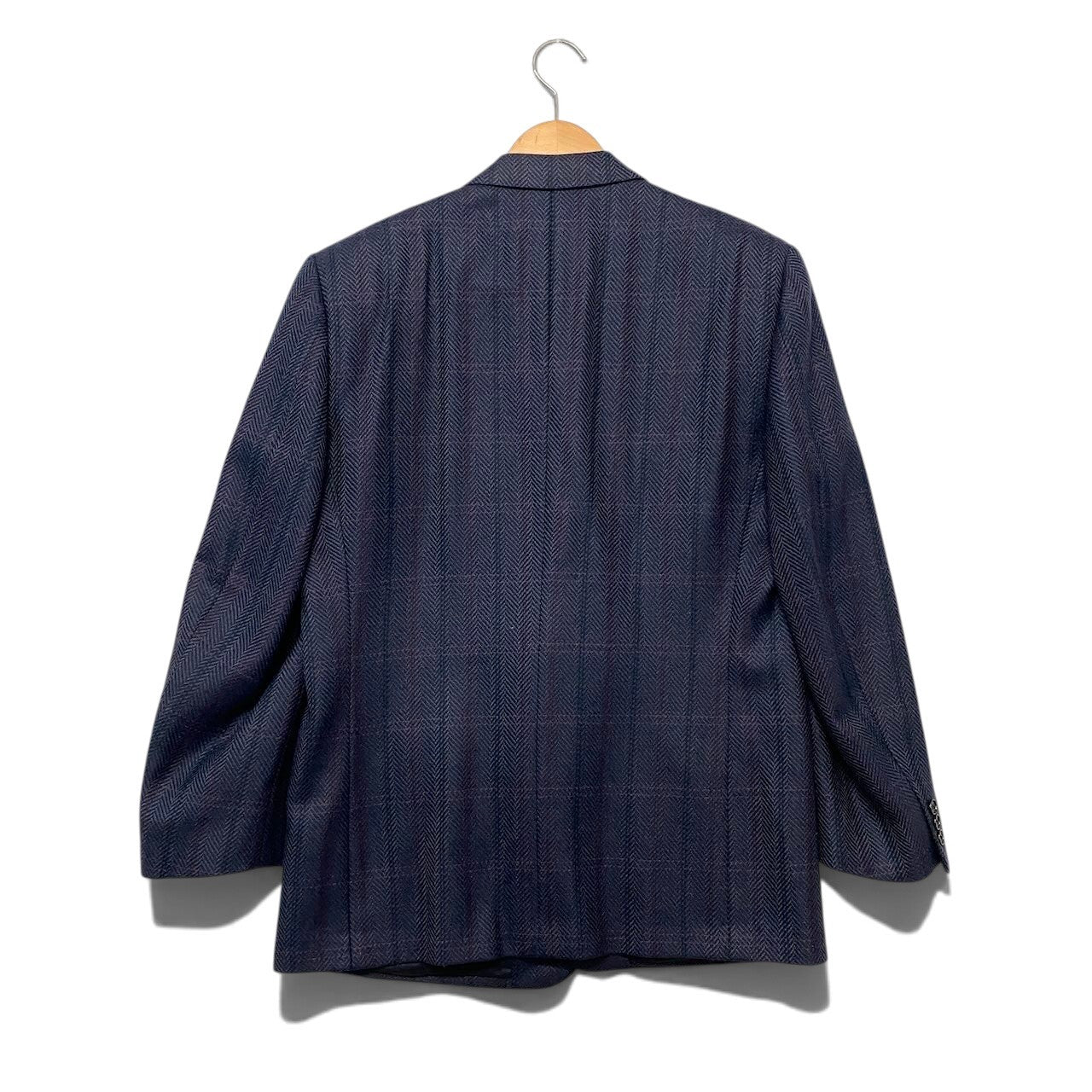 38h31 Ermenegildo Zegna エルメネジルドゼニア テーラードジャケット チェック柄 2B サイズ54 ネイビー ウール100％ メンズ 紳士服o07t
