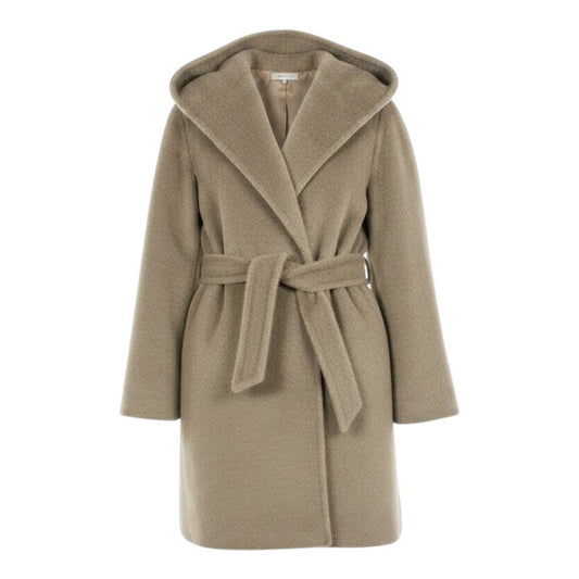 16e7【美品】Max Mara マックスマーラ フーディーアルパカシャギーコート アウター イタリア製 10861243 36サイズ ブラウン レディース 女性用t18r