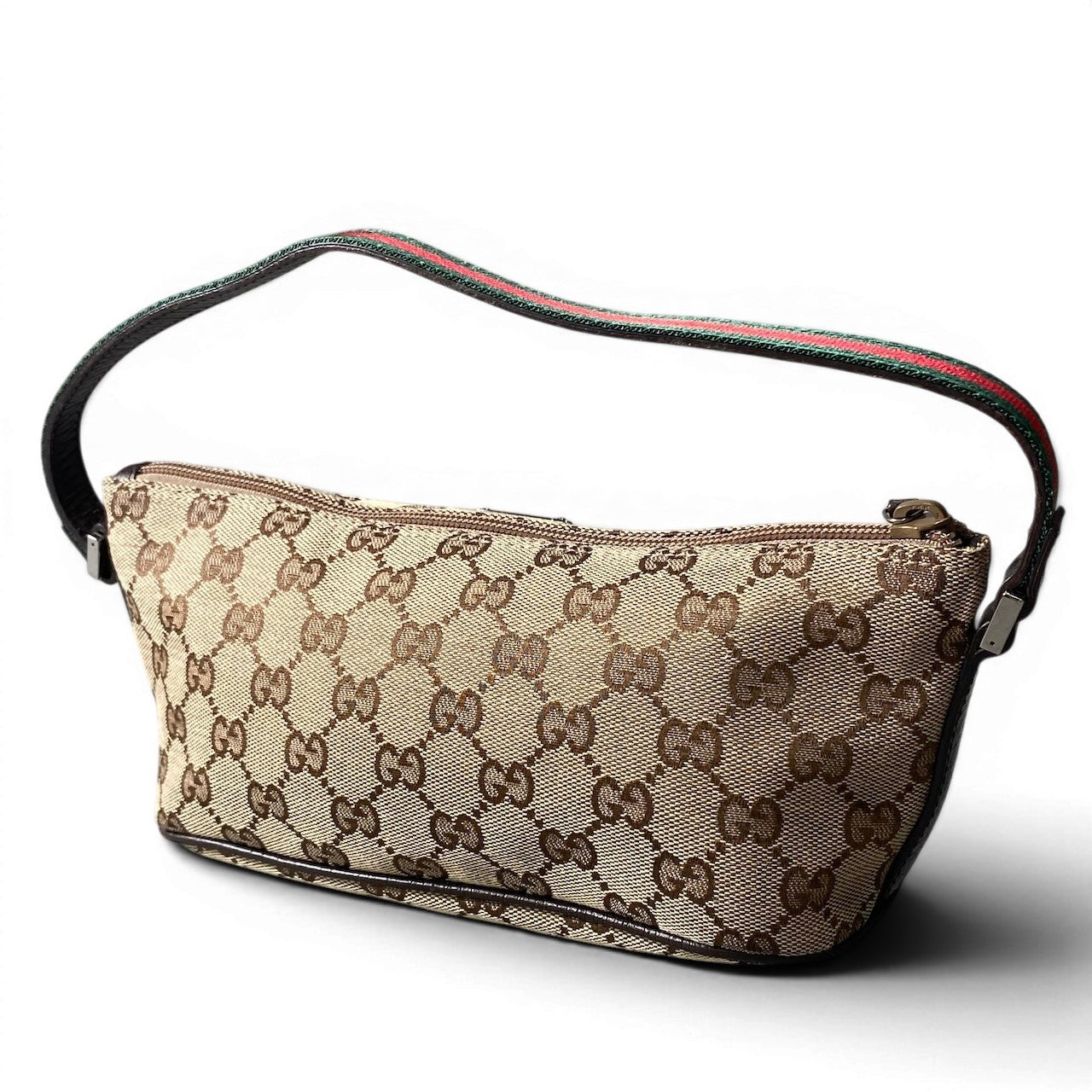 e29 GUCCI グッチ シェリーライン アクセサリーポーチ GGロゴ キャンバス ベージュ レディースta1