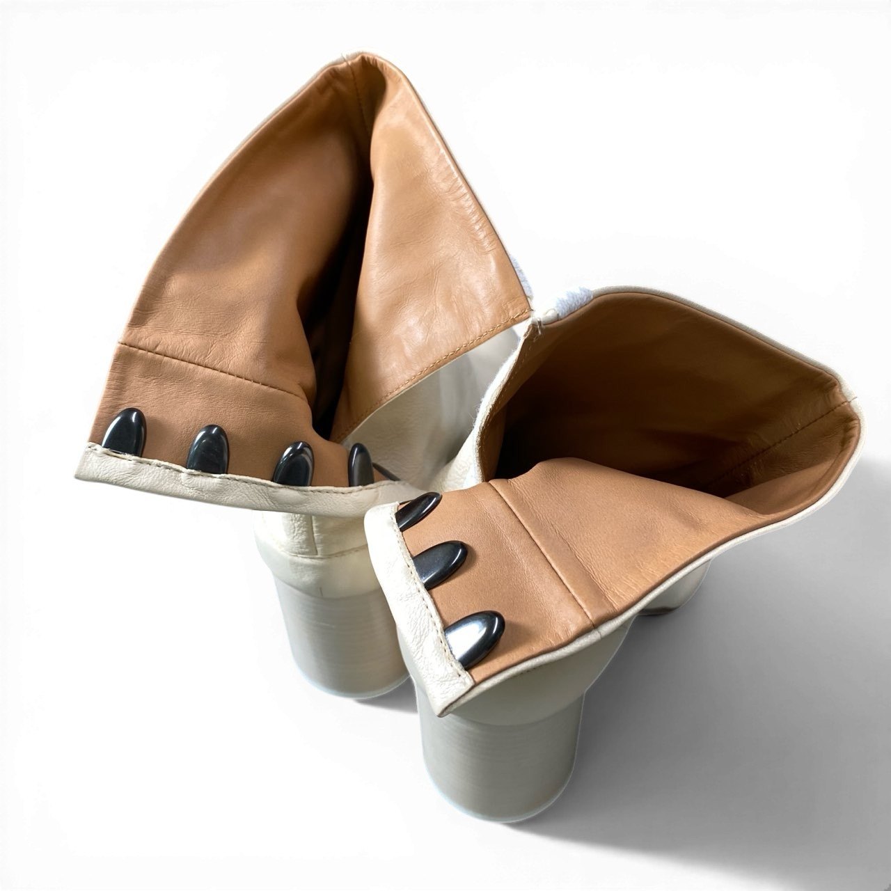 Maison Margiela メゾンマルジェラ 足袋ブーツ タビブーツ サイズ37 1/2 クリーム レザー レディースta1