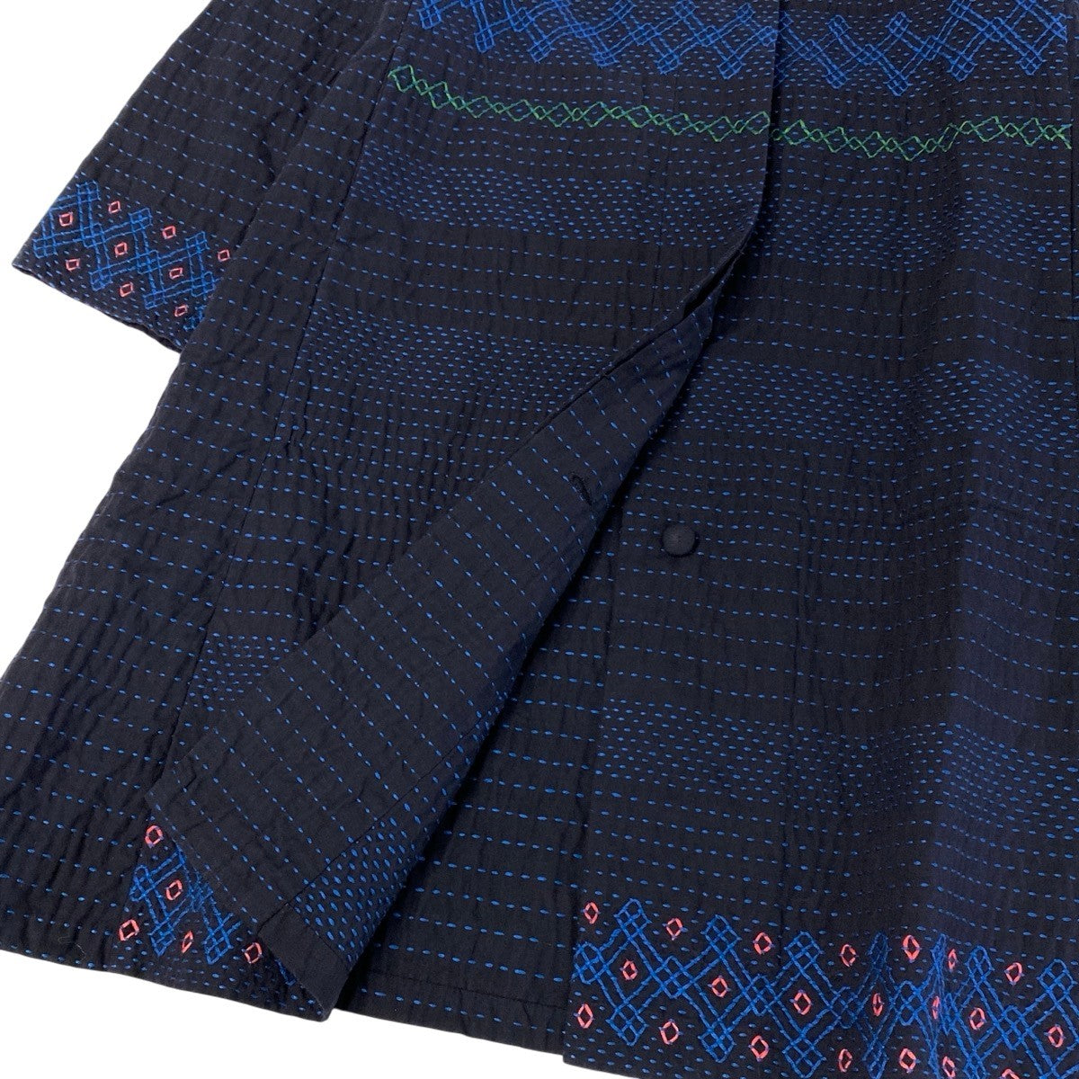 j16 ISSEY MIYAKE HaaT 刺繍コート 刺し子 ロングコート  HA04FA651 2サイズ ネイビー コットン100％ レディース 女性用u02t
