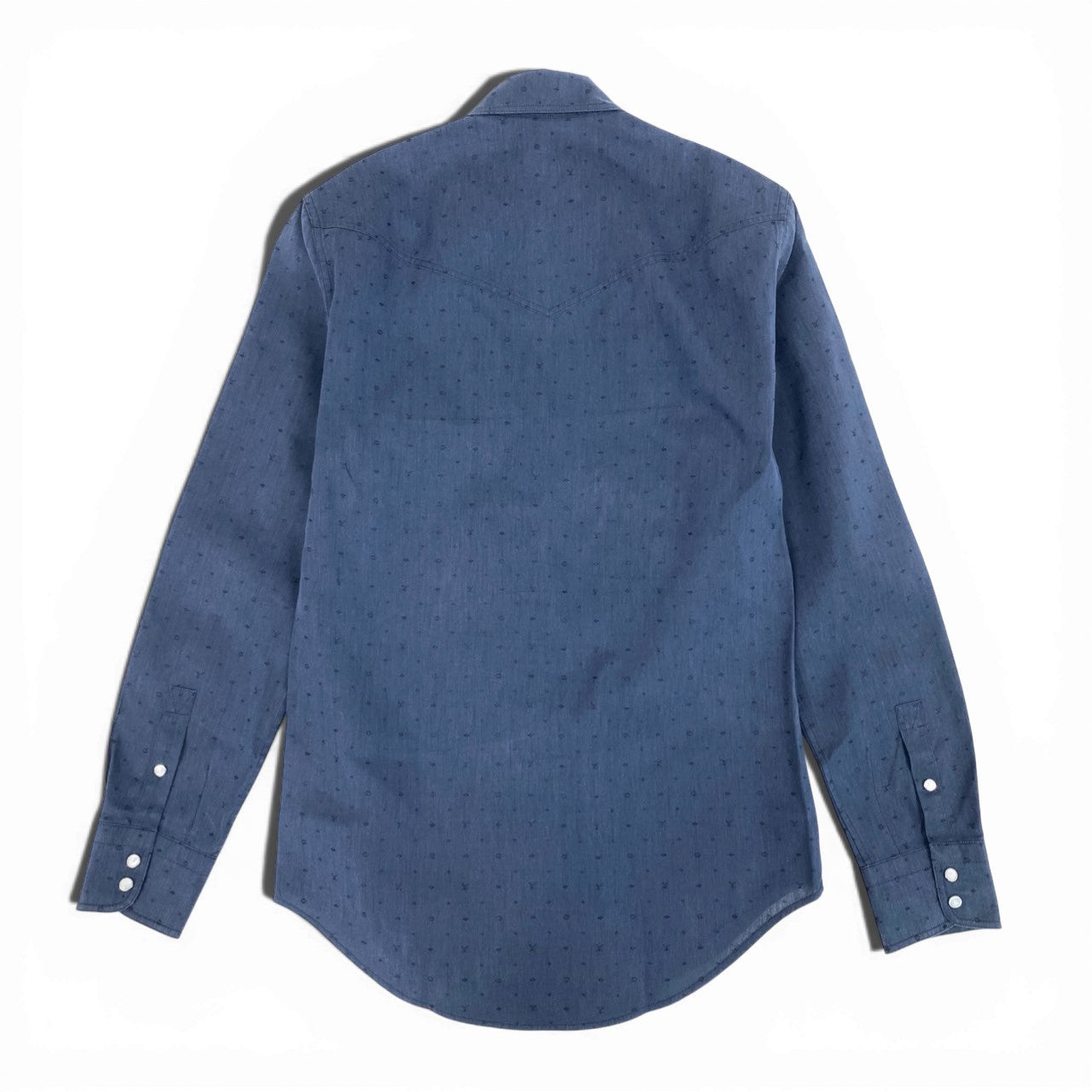 51b12 LOUIS VUITTON ルイヴィトン ロングスリーブシャツ ウエスタンシャツ モノグラム スナップボタン XXSサイズ ネイビー メンズ 男性用u02t