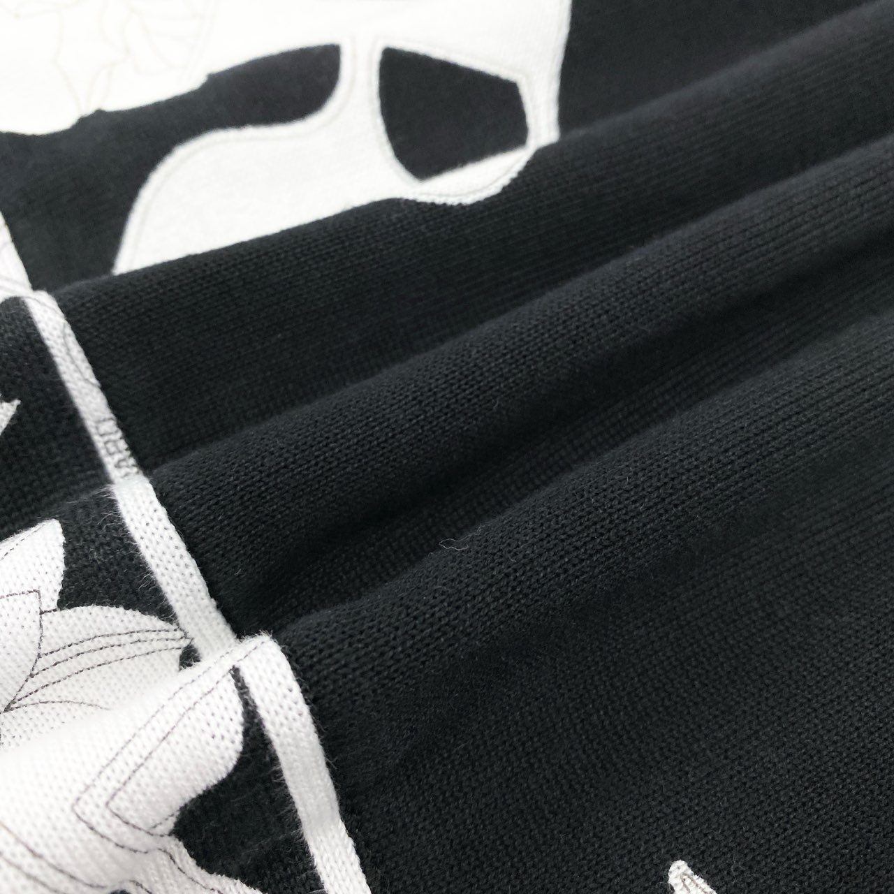 79k21 LEONARD SPORT レオナールスポーツ Vネック ニットセーター コットンニット 7分袖 花柄 レディース 女性用 M ブラック 綿100％u02t