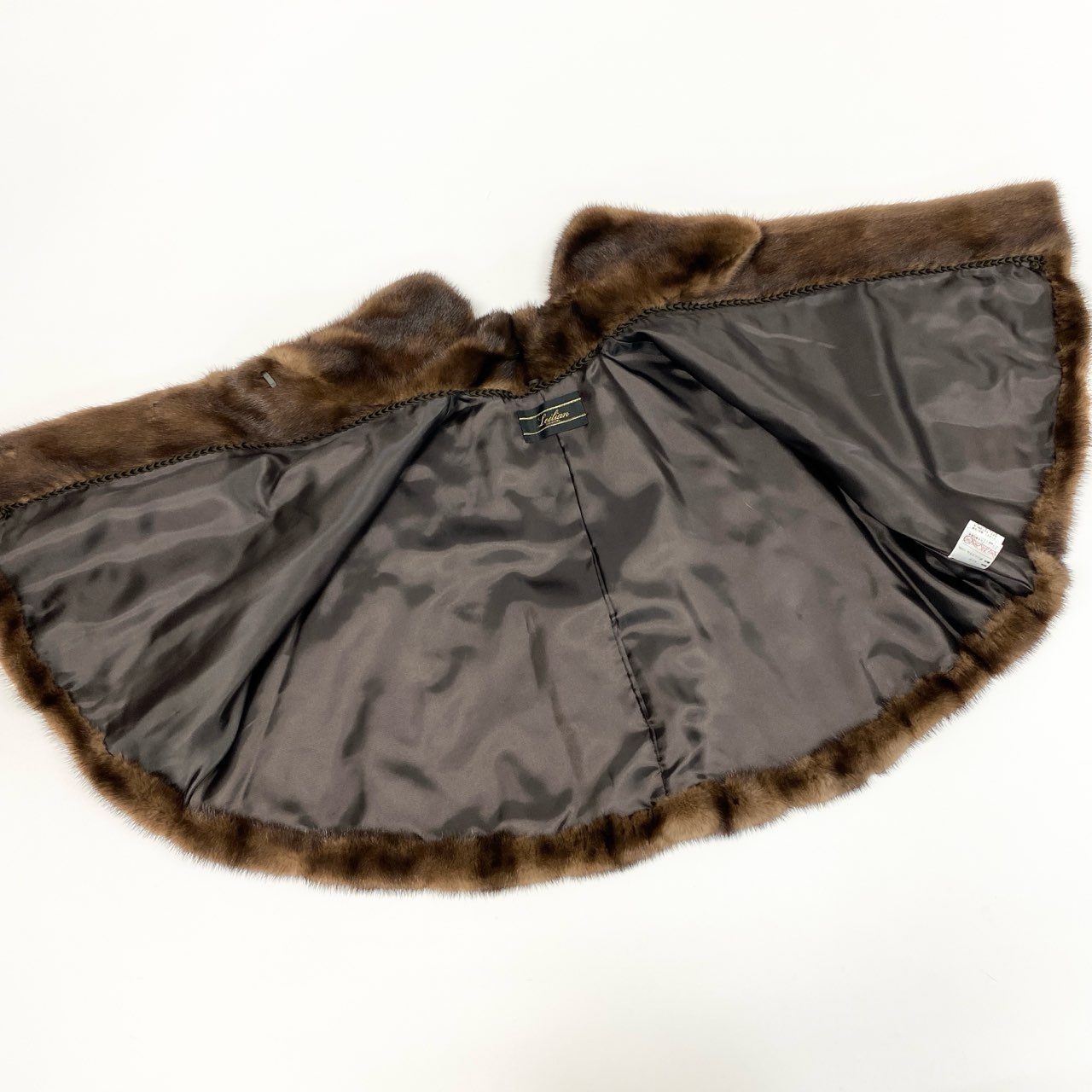 53k10《希少》 Leilian レリアン デミバフミンク ケープ ポンチョ M相当 9 ブラウン 最高級本毛皮 MINK FUR 毛並み◎ 艶◎t18r