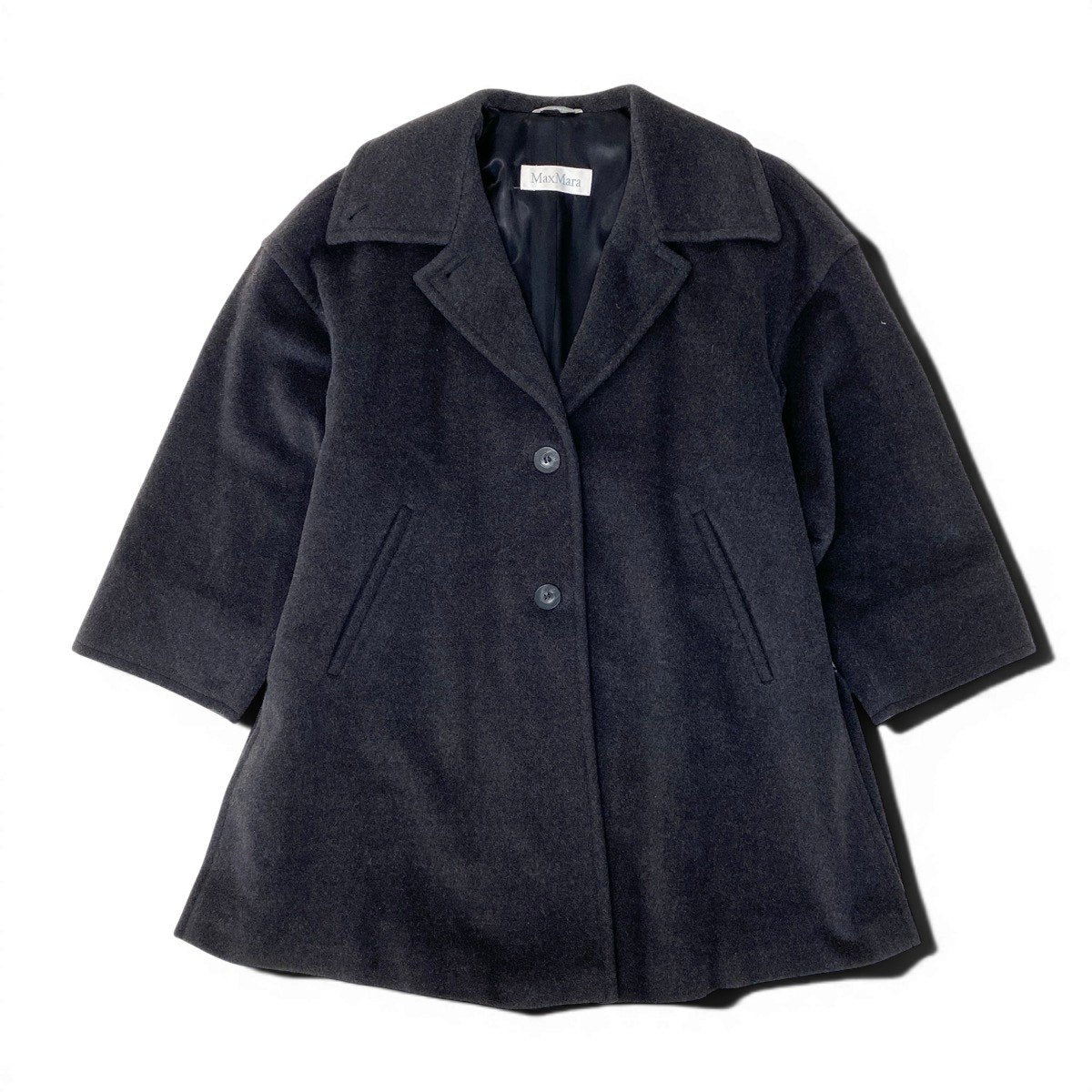 11g15 MaxMara マックスマーラ チェスターコート Aライン ウールコート サイズ38 ダークグレー レディース 女性用u02t