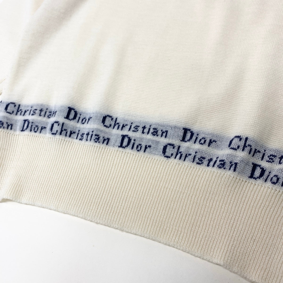If24 Christian Dior ヴィンテージ クリスチャンディオール ロゴデザイン ニットセーター サイズ40 オフホワイト レディース トップス ニットk02i