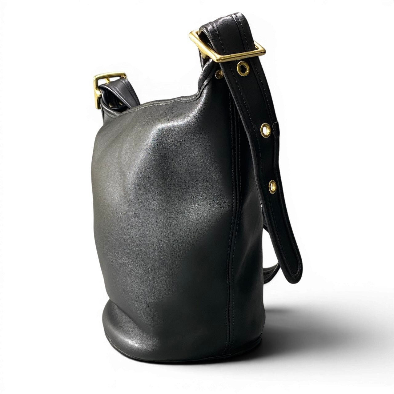 f12《美品》 COACH コーチ オールド レザー ショルダーバッグ Old Coach Shoulder Bag J6I / 9953 ブラック Vintage ヴィンテージt18r