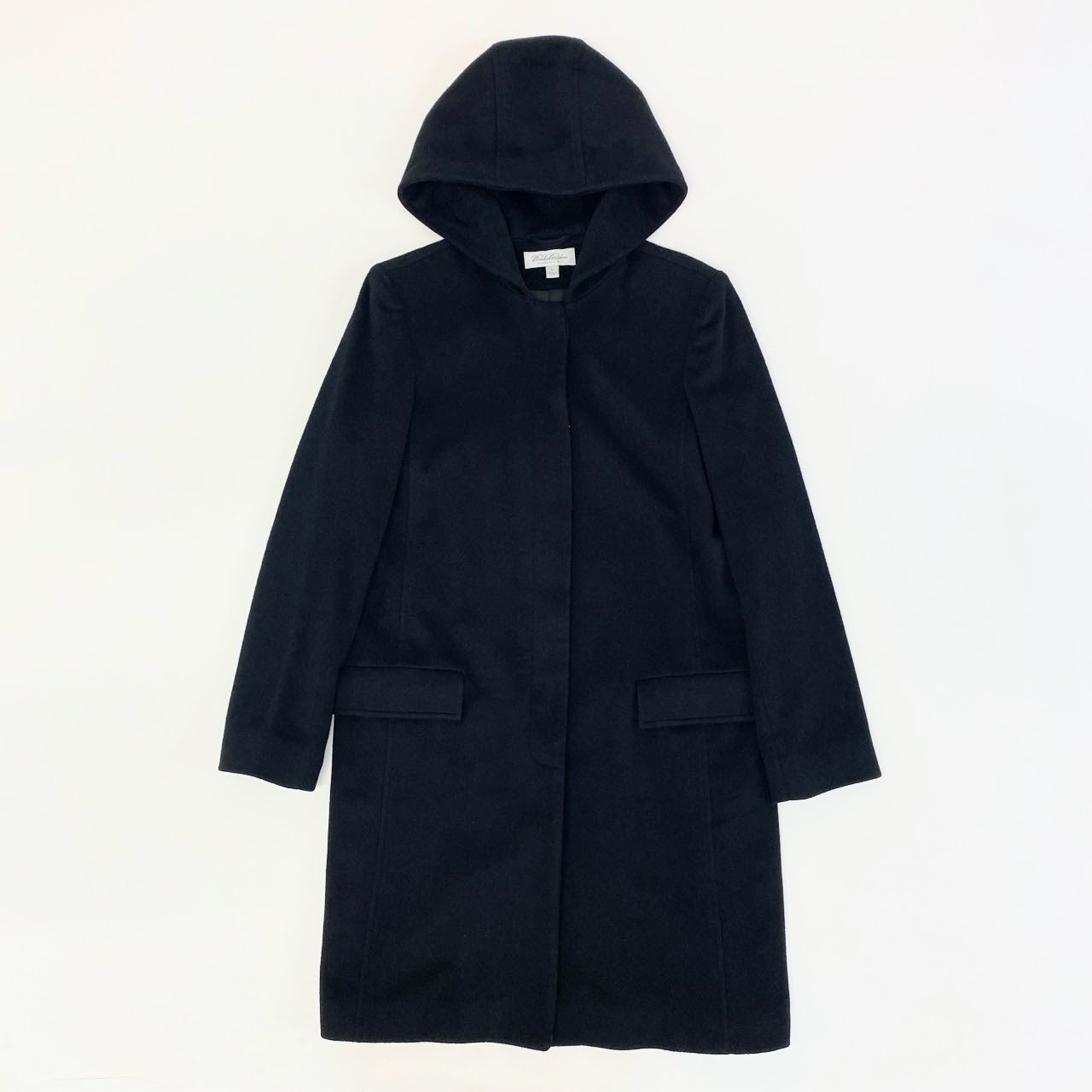74k4 Brooks Brothers ブルックスブラザーズ USA製 フーデッド ロングコート アウター フーディ 米国製 Mサイズ ブラック ウール レディースo07t