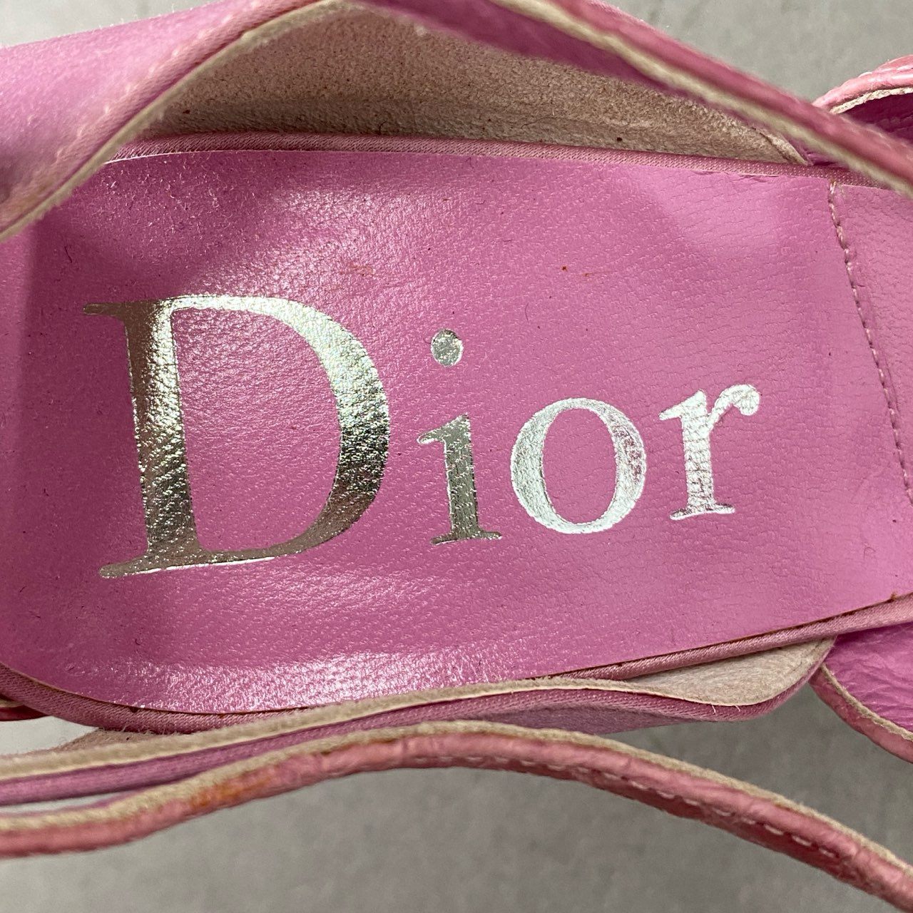 1h2 Christian Dior クリスチャンディオール ストラップ パンプス ヒールパンプス サイズ36 ピンク クロコダイルレザー/サテン レディース 女性用 靴 シューズ