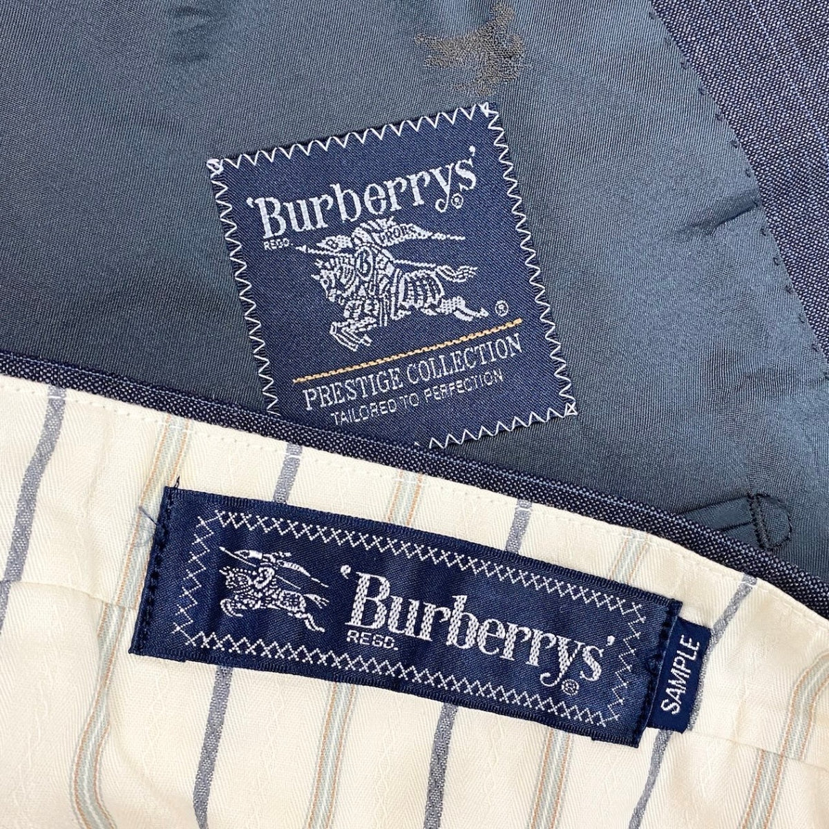 80i10 Burberrys バーバリー セットアップ シングルスーツ ストライプ柄 背抜き 2B サイズB6 グレー ウール100％ メンズ 紳士服o07t