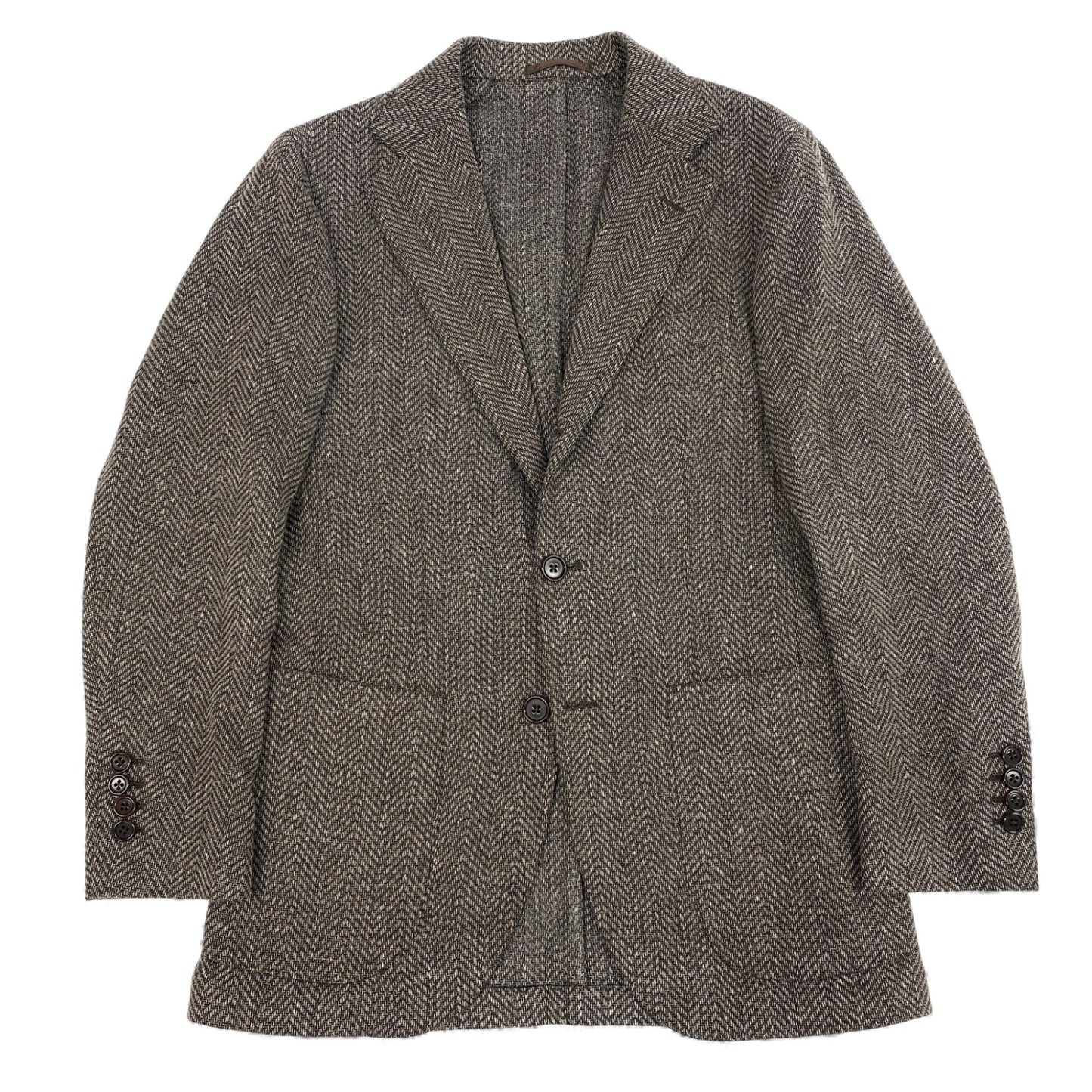29k6【美品】BEAMS F ビームス エフ テーラードジャケット ブレザー 三釦 ヘリンボーン 44サイズ ブラウン メンズu02t