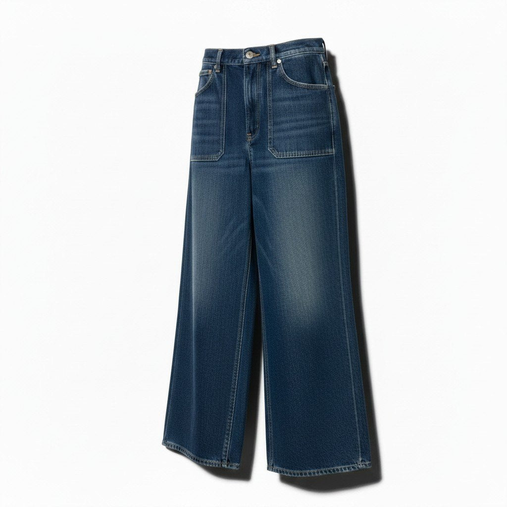 Ef25 Christian Dior クリスチャンディオール ワイドストレート デニムパンツ 142P30A3394 サイズ42 イタリア製 インディゴ コットン100％ レディースo07t