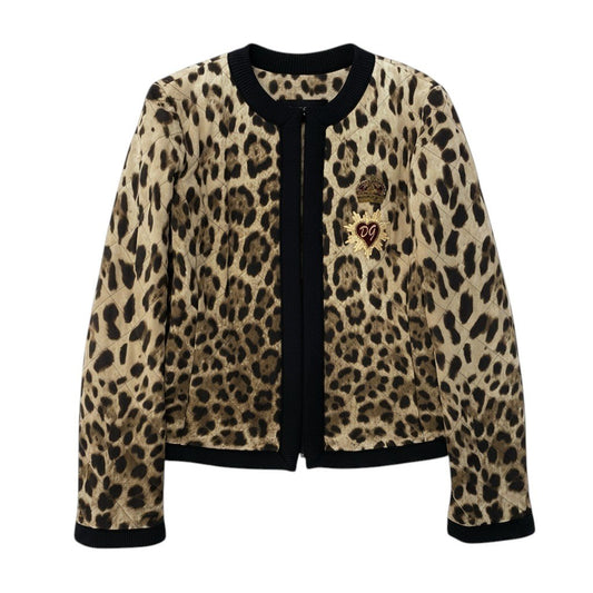 Ie28 【美品】 DOLCE&GABBANA ドルチェアンドガッバーナ レオパード柄 キルティングジャケット ブルゾン サイズ38 ベージュ レディース 女性服u02t