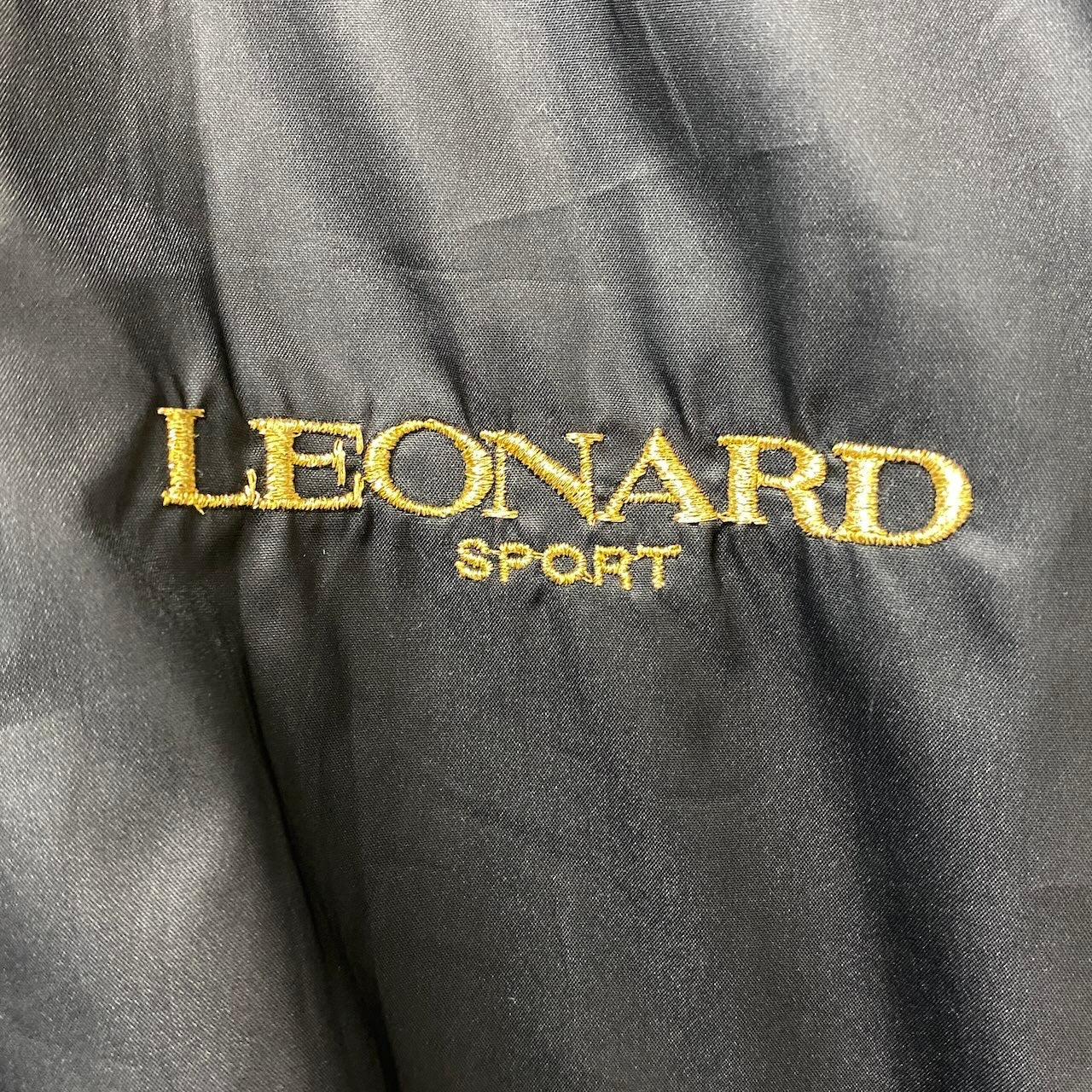 14f17 LEONARD SPORT レオナールスポーツ ナイロンパーカー 2way ジャケット 裏地花柄 シロクマ サイズfree ブラック レディース 女性用u02t