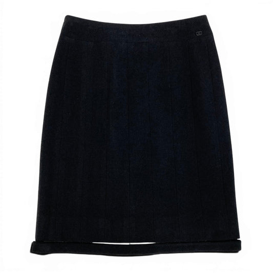 e11 CHANEL 2003FW ツイードタイトスカート ココマーク P21568V12438 94305 38サイズ ブラック レディース 女性用k02i
