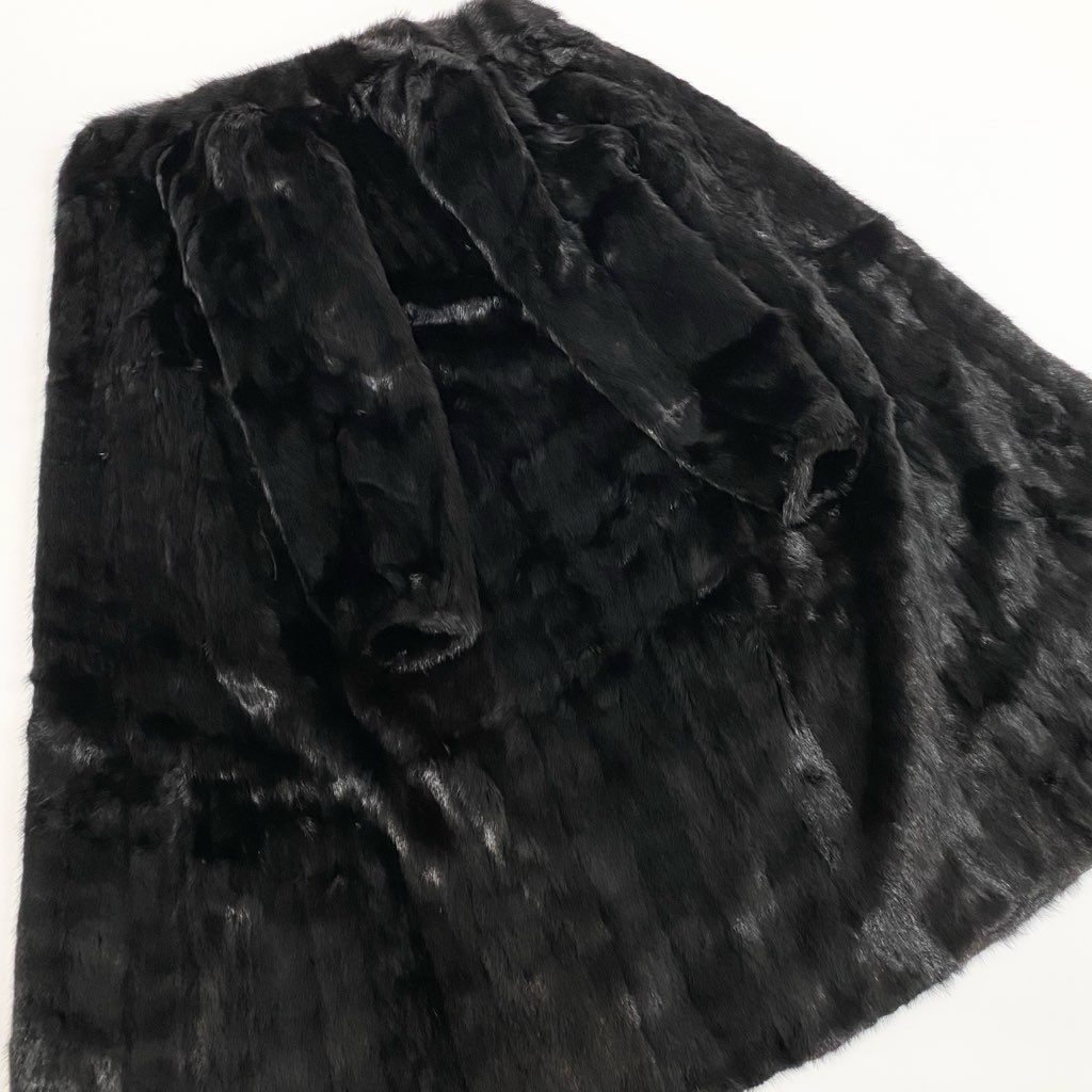 10L15 ダークミンク 丈115cm 超ロングコート サイズ9号 ブラック 本毛皮 MINK FUR リアルファー 毛質◎t18r