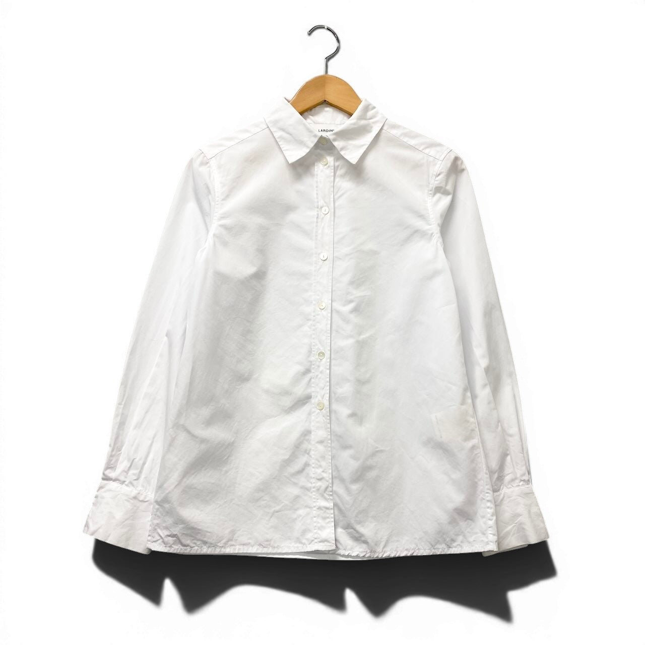 22f17 LARDINI ラルディーニ 近年 長袖シャツ コットンシャツ ビジネス サイズ38 無地 ホワイト コットン100％ レディース  女性服u02t