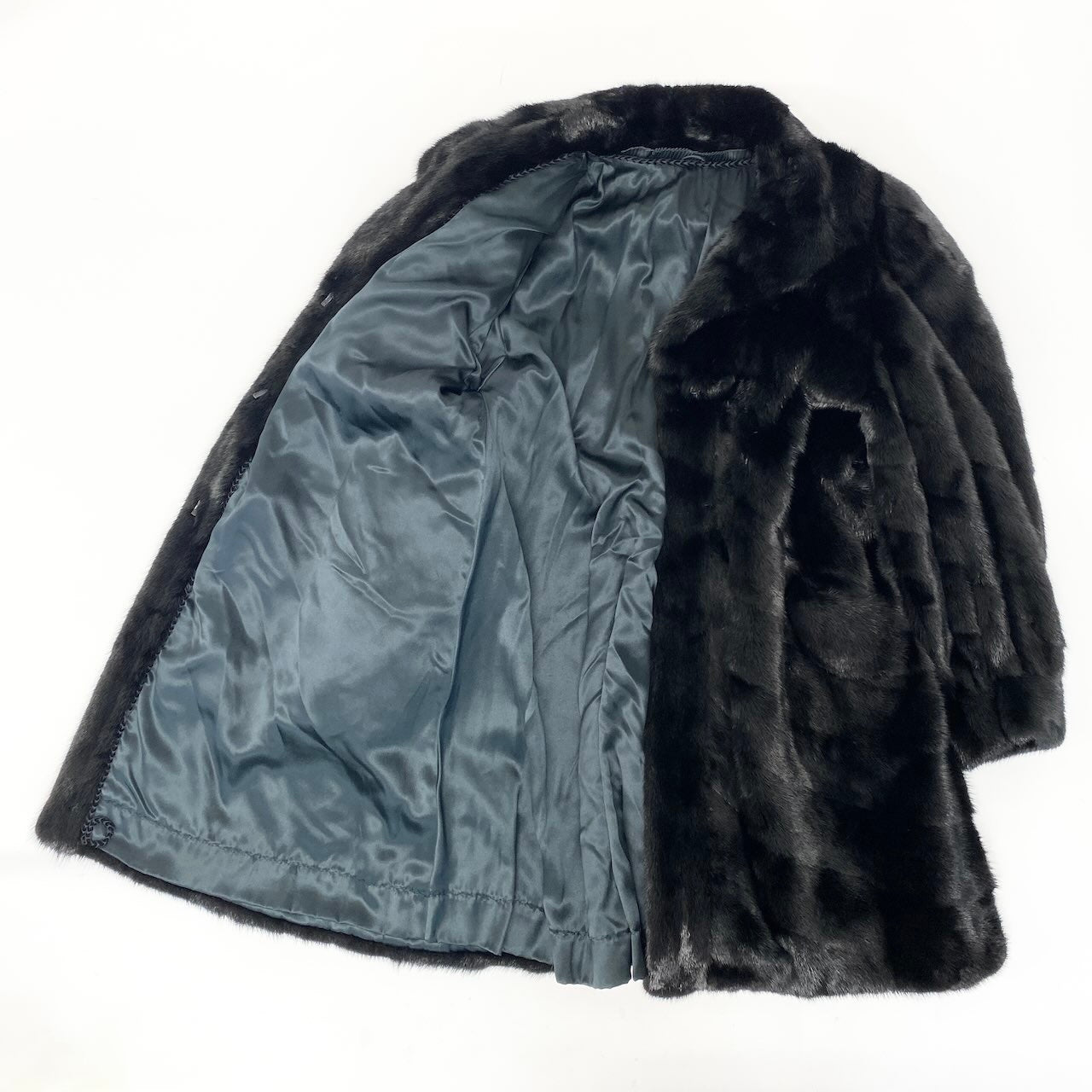 67e13 SAGA MINK ROYAL サガミンク ロイヤル 金サガ 紋様柄 ダークミンク ロングコート サイズF ブラック 最高級本毛皮 毛質 毛並み◎t18r