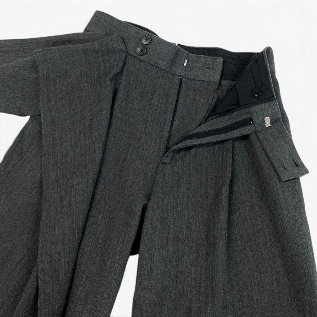 Eh31 DIOR ディオール スカーフベルト付トラウザーパンツ 443C134A6268 サイズ44 ダークグレー ヴァージンウール レディースo07t