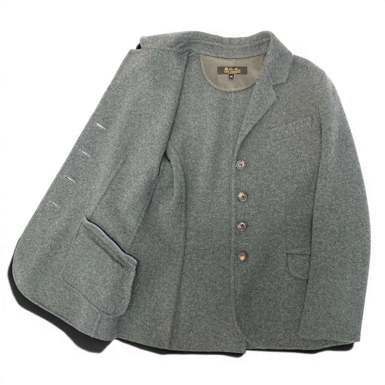 13e8 Loro Piana ロロピアーナ ニットジャケット カシミヤジャケット サイズ40 グレー ベビーカシミア100％ レディース 女性用u02t